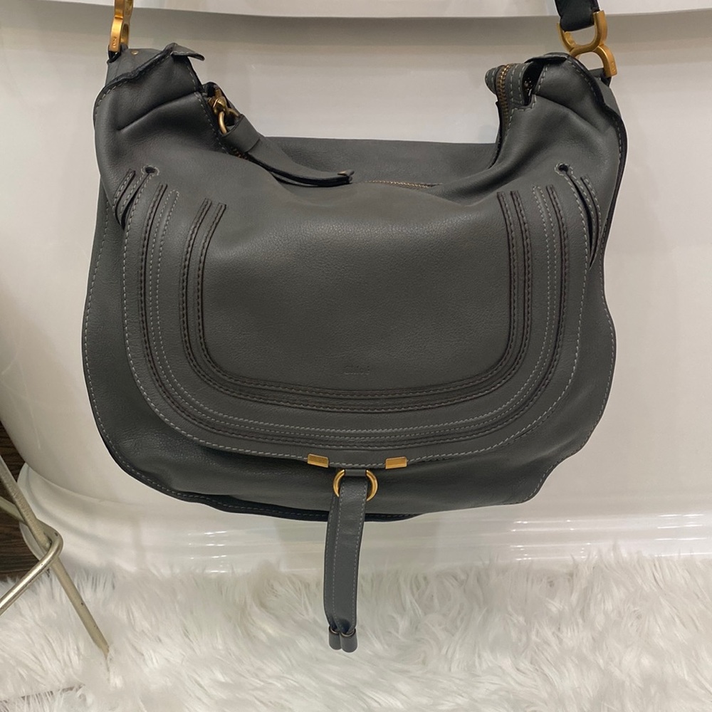 Authentic Chloé Marcie Iconic handbag in stone.